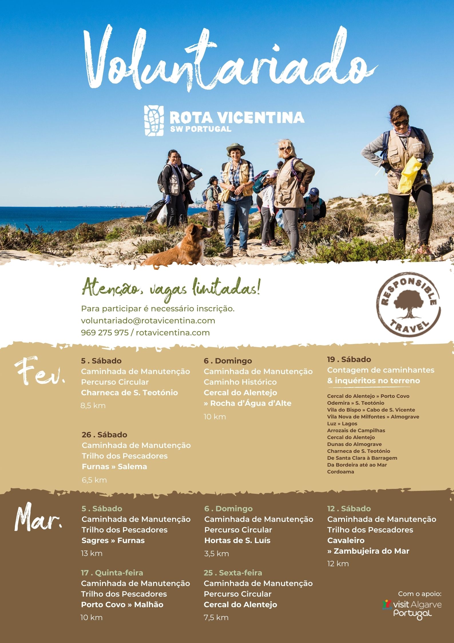 cartaz voluntariado rota vicentina fevereiro marco 2022